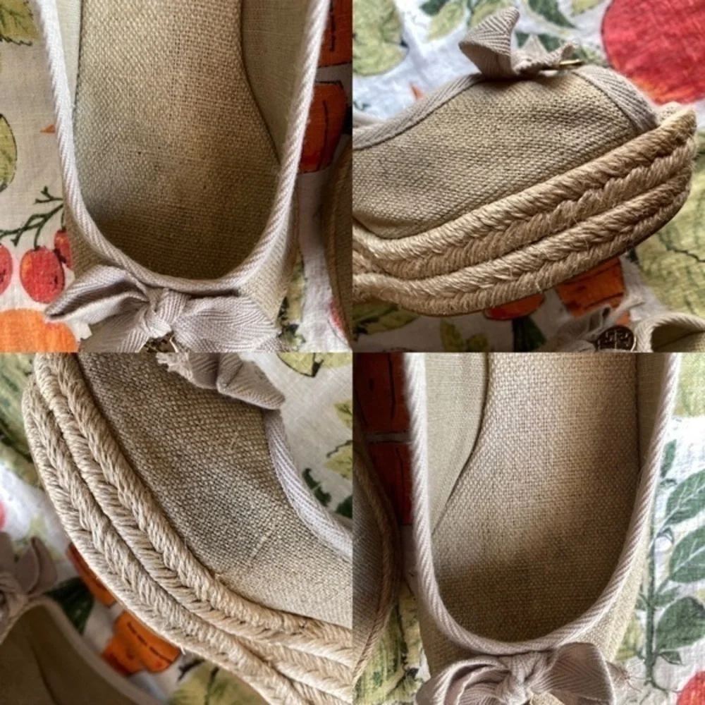 Tory Burch Jackie beige peeptoe wedges size 9B